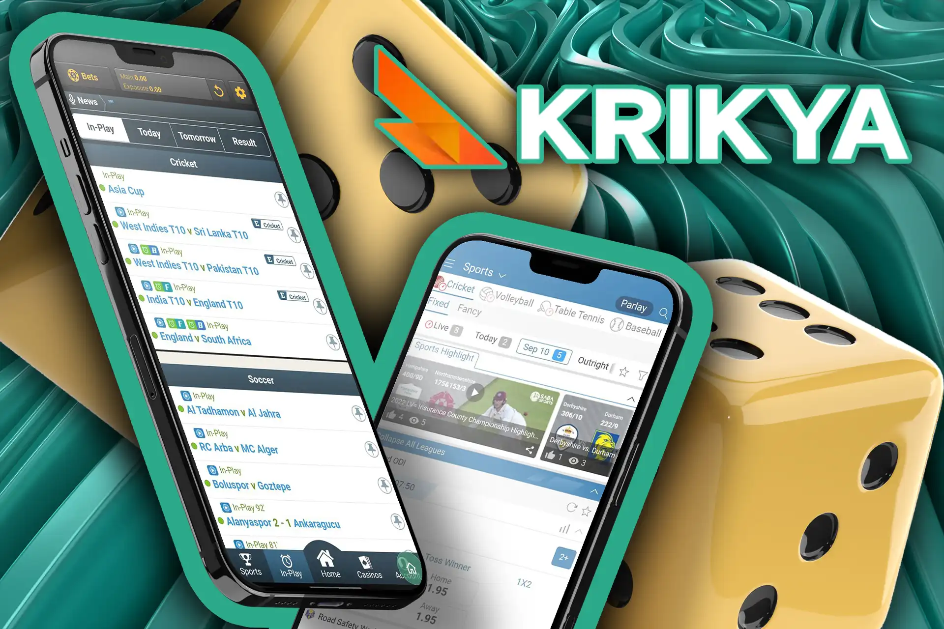 The Krikya app allows placing bets before and during the match.