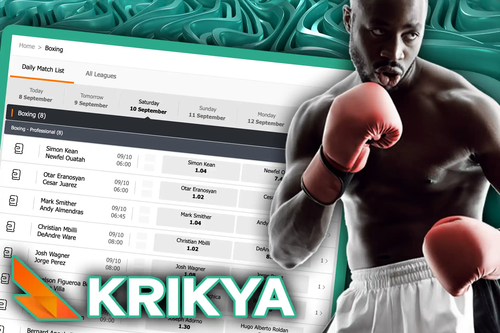 You'll find many deifferent markets on boxing betting at Krikya.