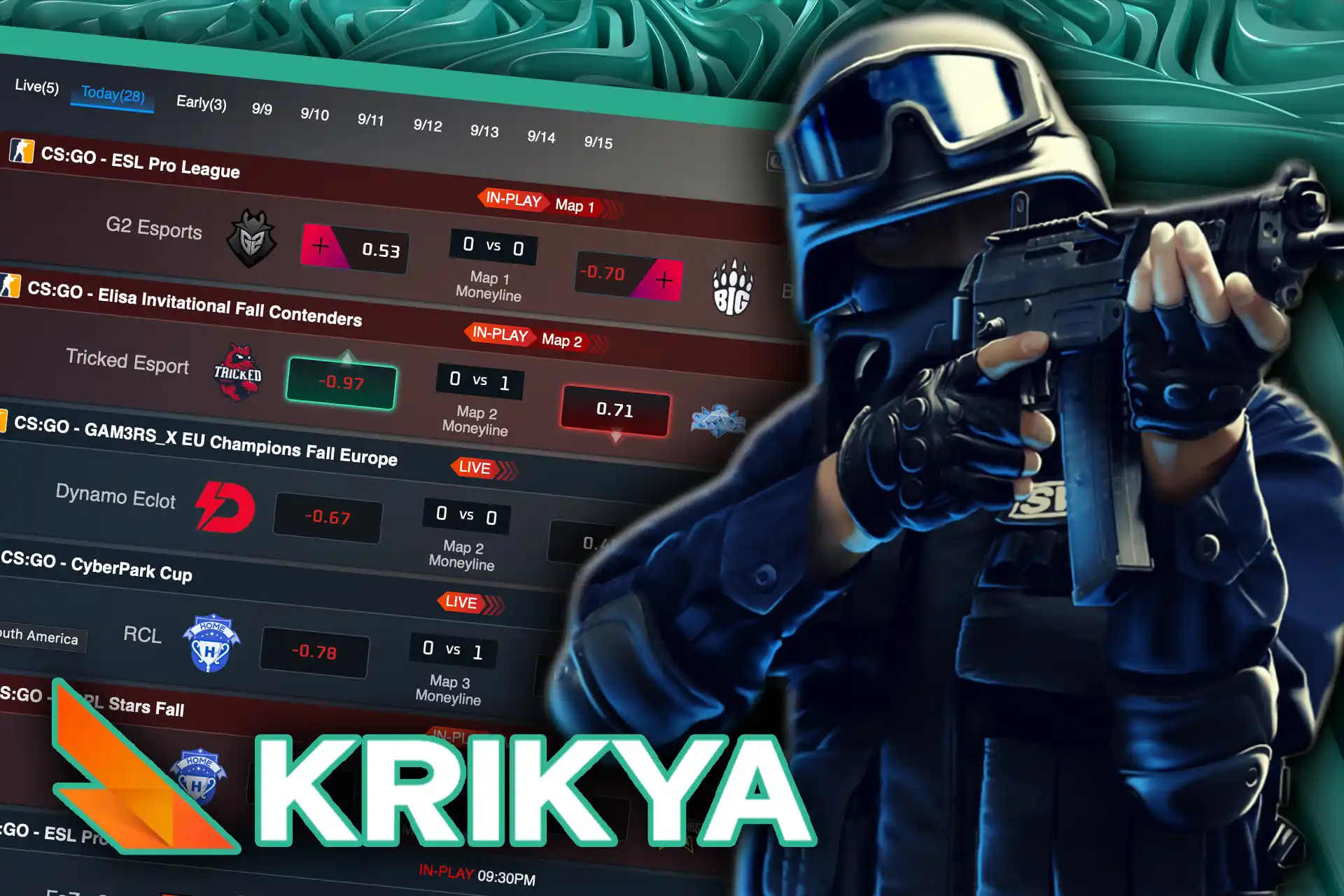 Place a bet on CS:GO in the Krikya sportsbook.