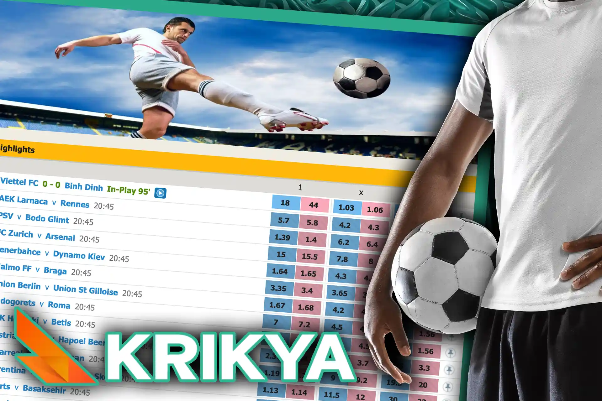 There are various options to bet on football at Krikya.