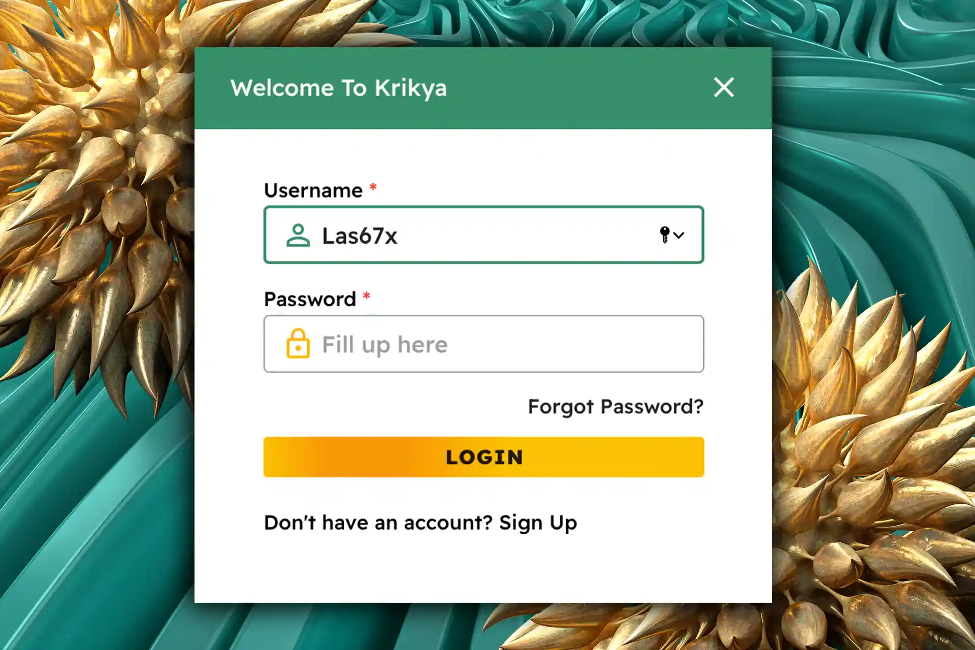Use your username and password to log in to the Krikya account.