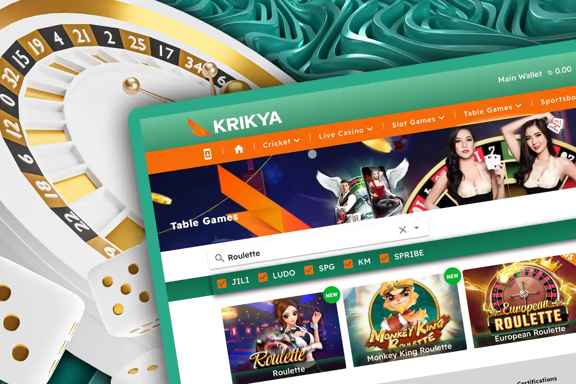 There are european and other roulettes in the Krikya casino.