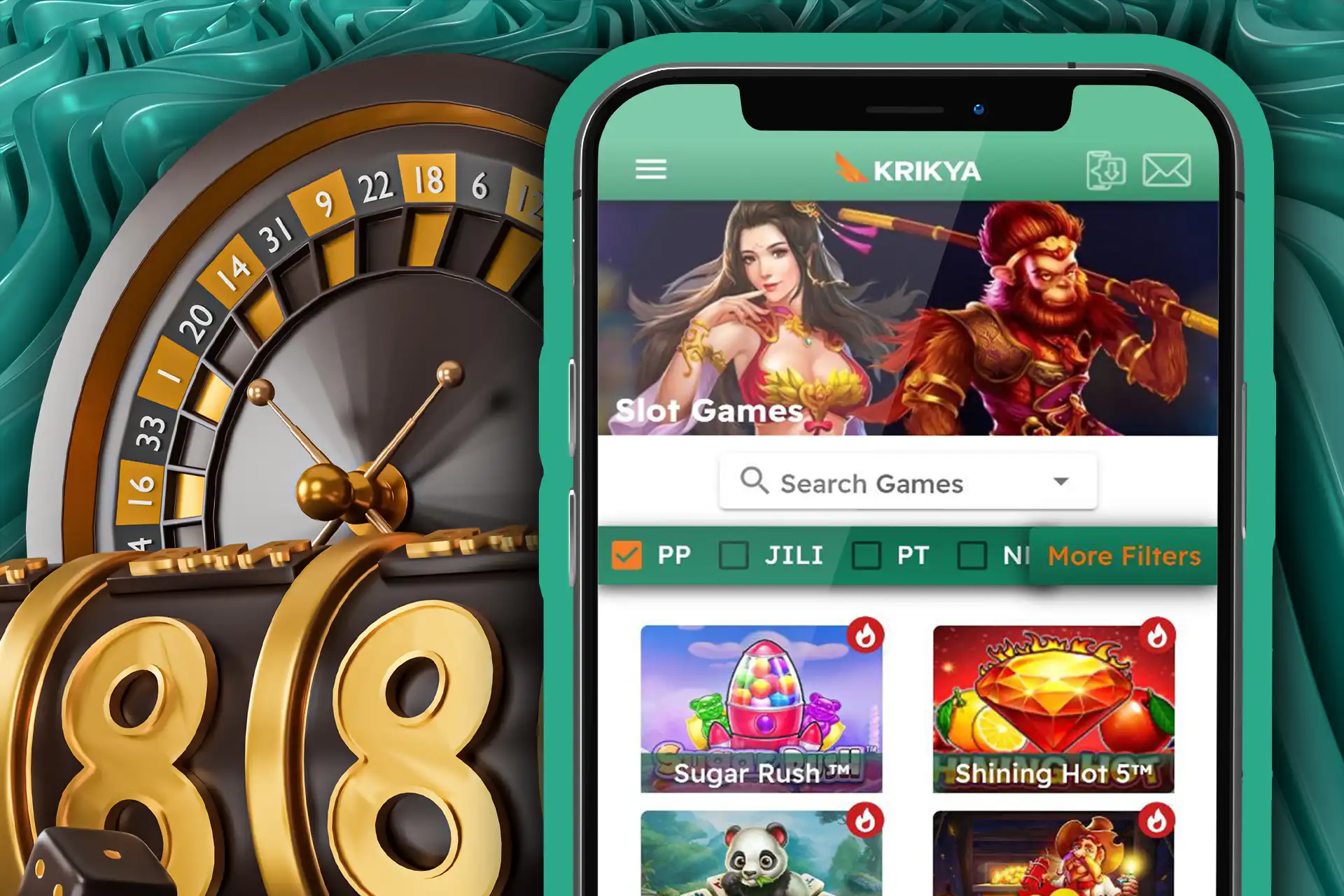 The krilya mobile app offers all the betting and casino options.