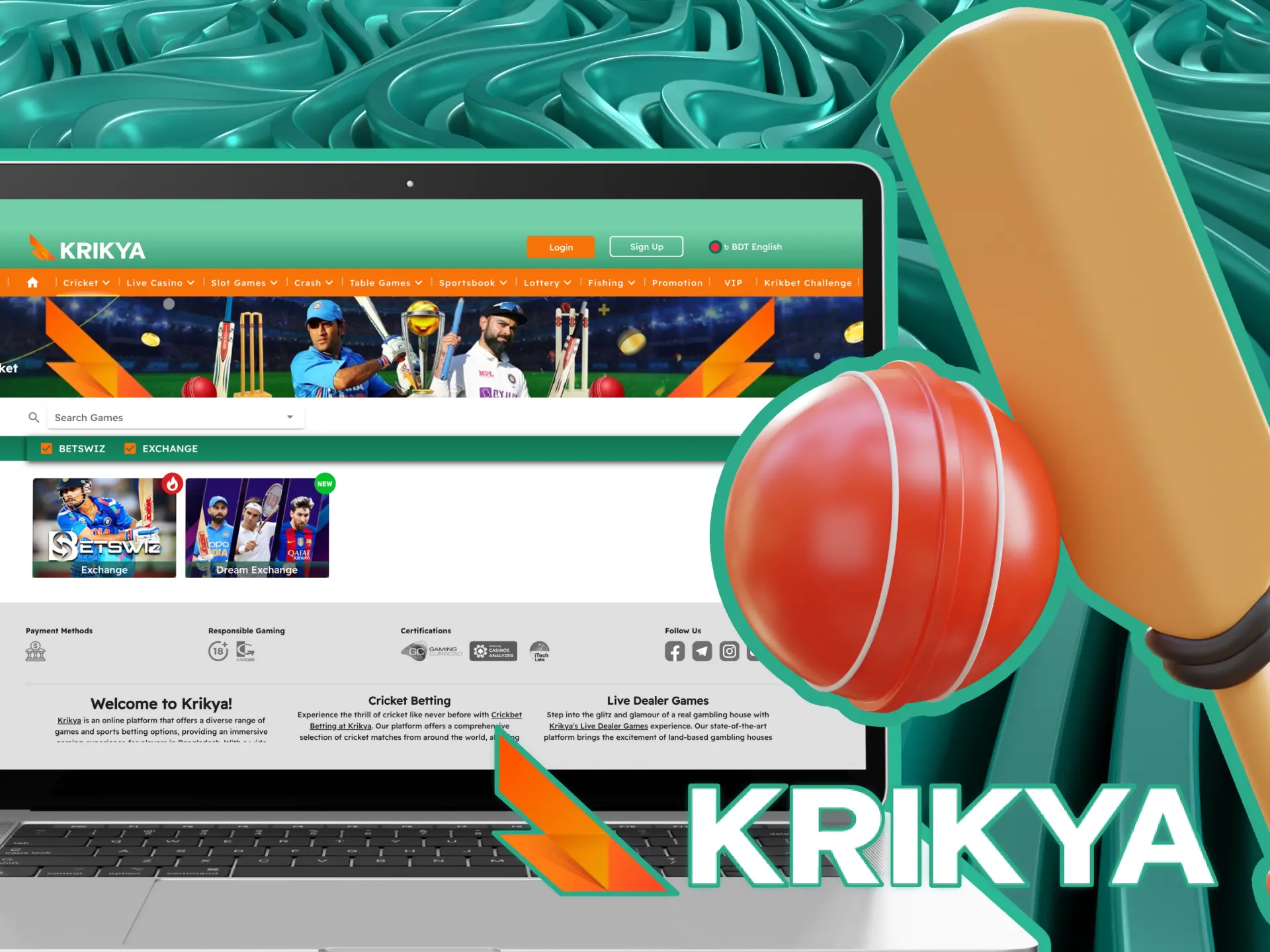 The Krikya online casino website offers 2 cricket betting platforms for players.