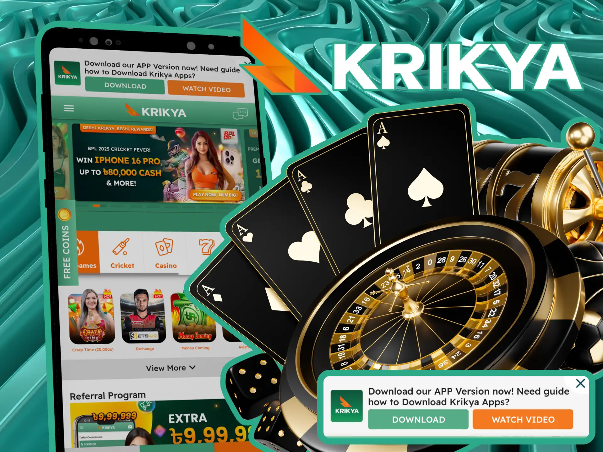 Safeguard your security by downloading the Krikya app official from our website, avoiding APK mods that could compromise your personal data and ensure a safe, fair betting experience in Bangladesh.