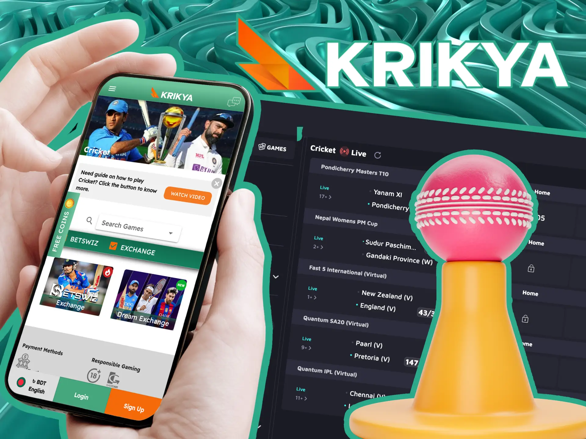 Experience the excitement of live cricket betting on the Krikya betting app with pre-match and live betting options, real-time scores, and updated odds.