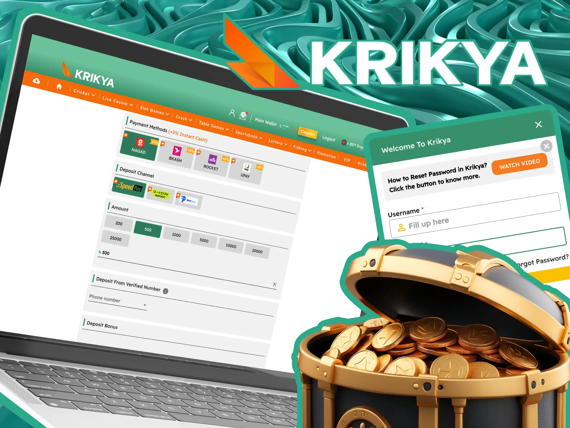 Read step-by-step instructions on how to make a deposit at Krikya online casino.