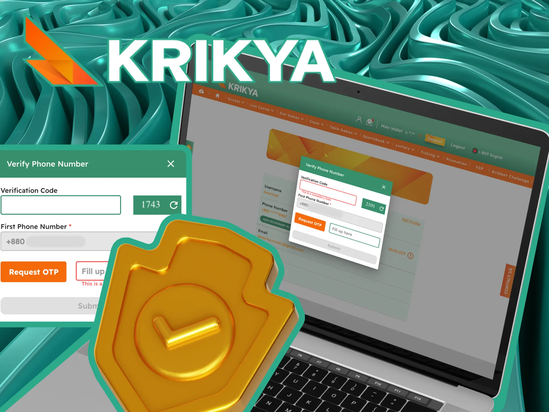 Krikya account verification process to confirm identity and age, ensuring a secure and unrestricted experience for players in Bangladesh.