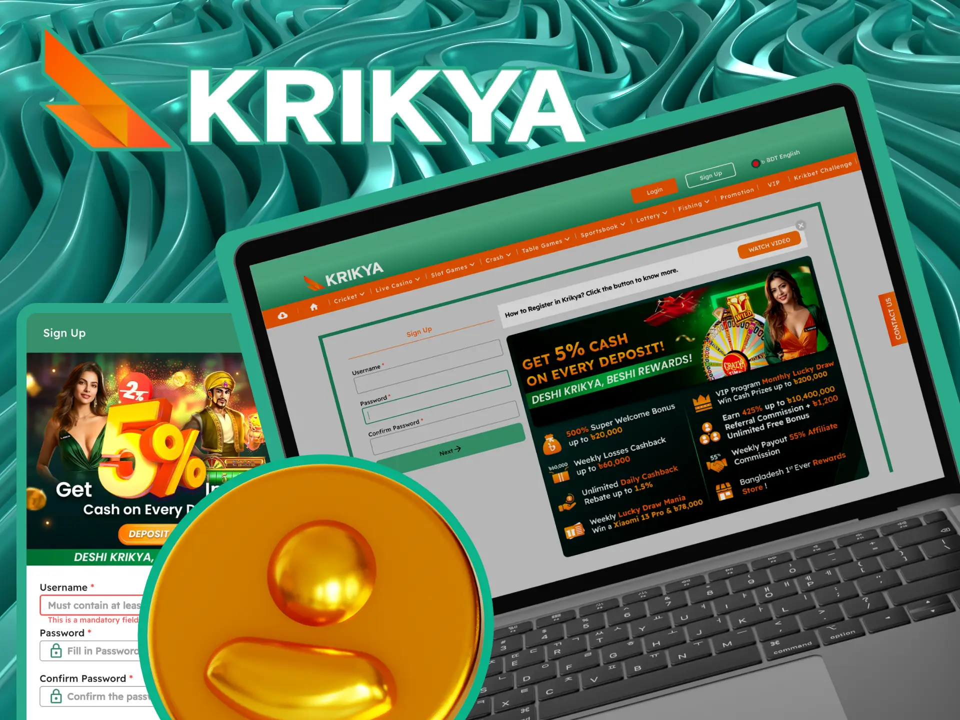 We offer a quick and easy registration process on the Krikya website, allowing users in Bangladesh to sign up, enter a promo code, and start betting within minutes.