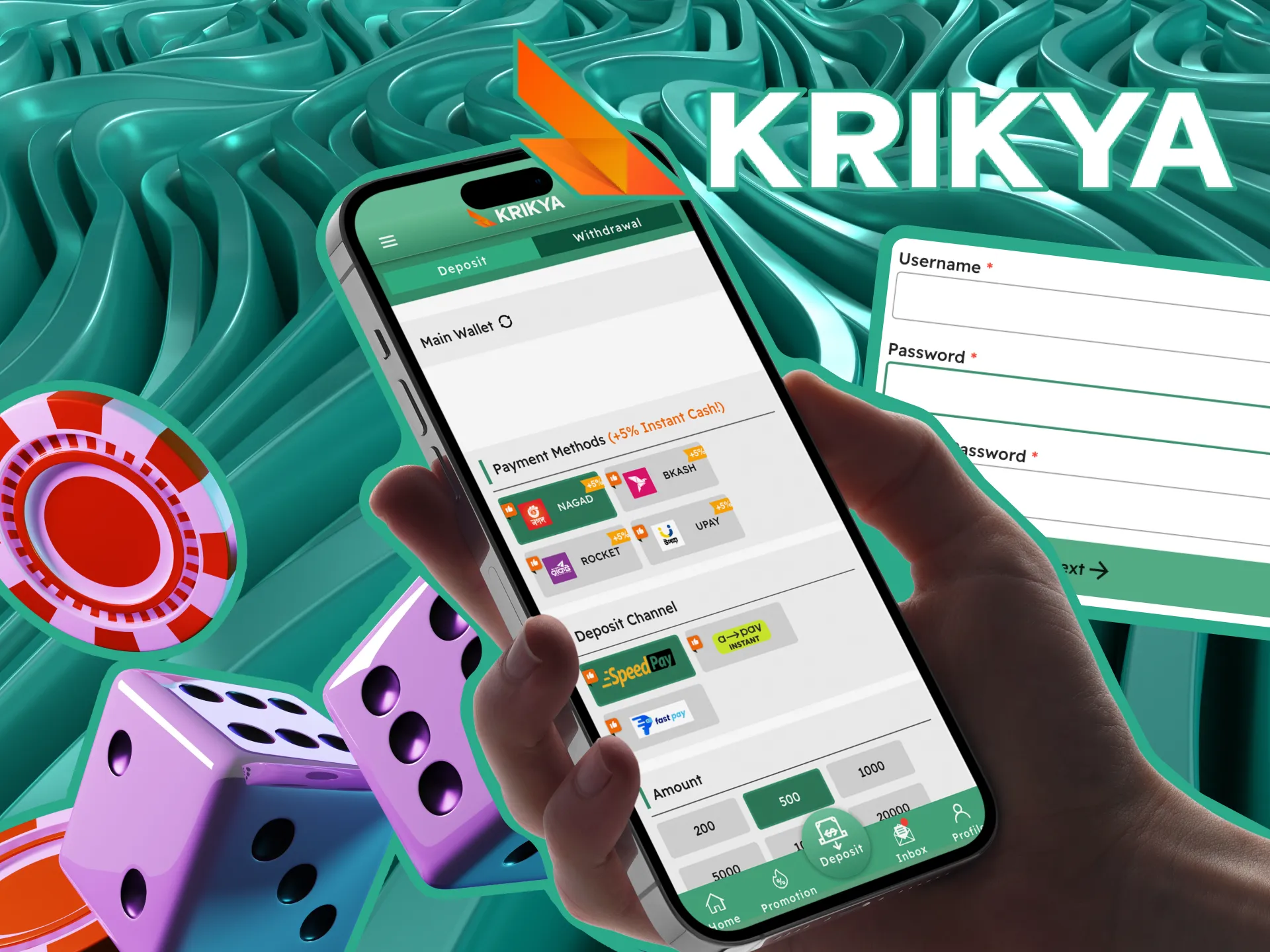 Players can apply the Krikya online casino procode on their phone.