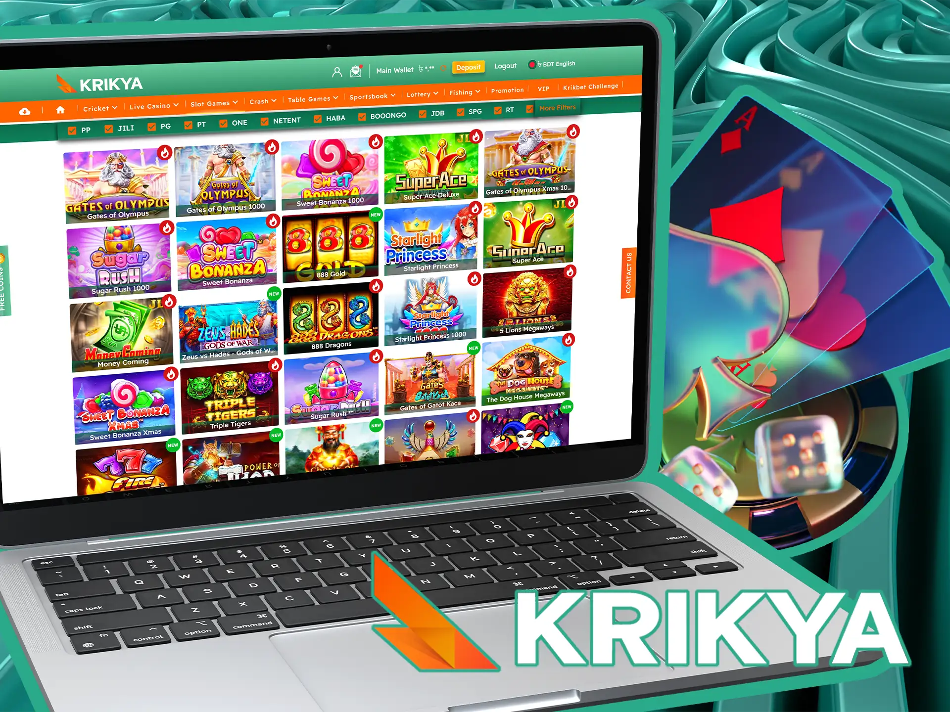 Discover a world of diverse casino games at Krikya.