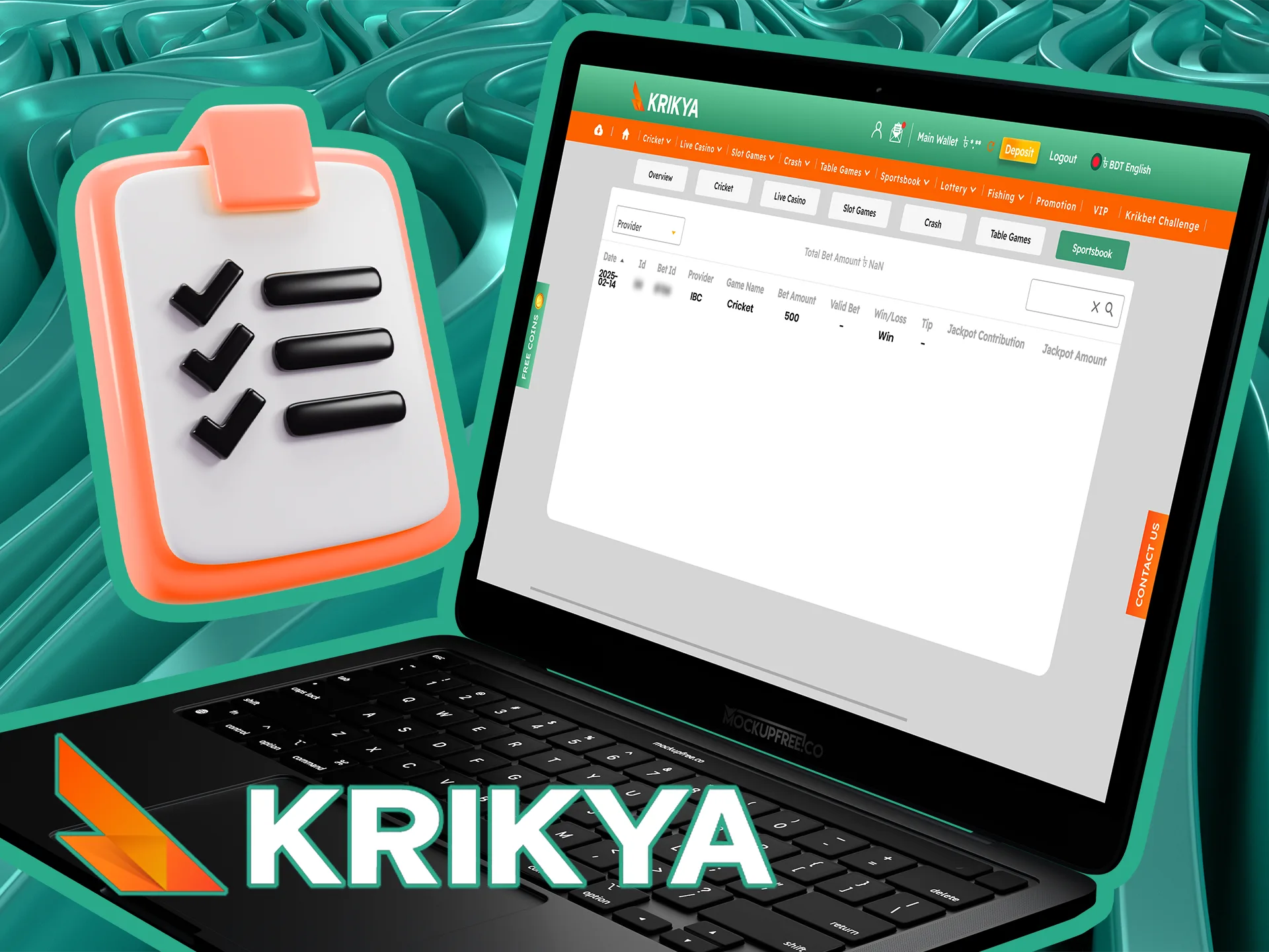 You can view your sports betting and casino gambling history at Krikya.