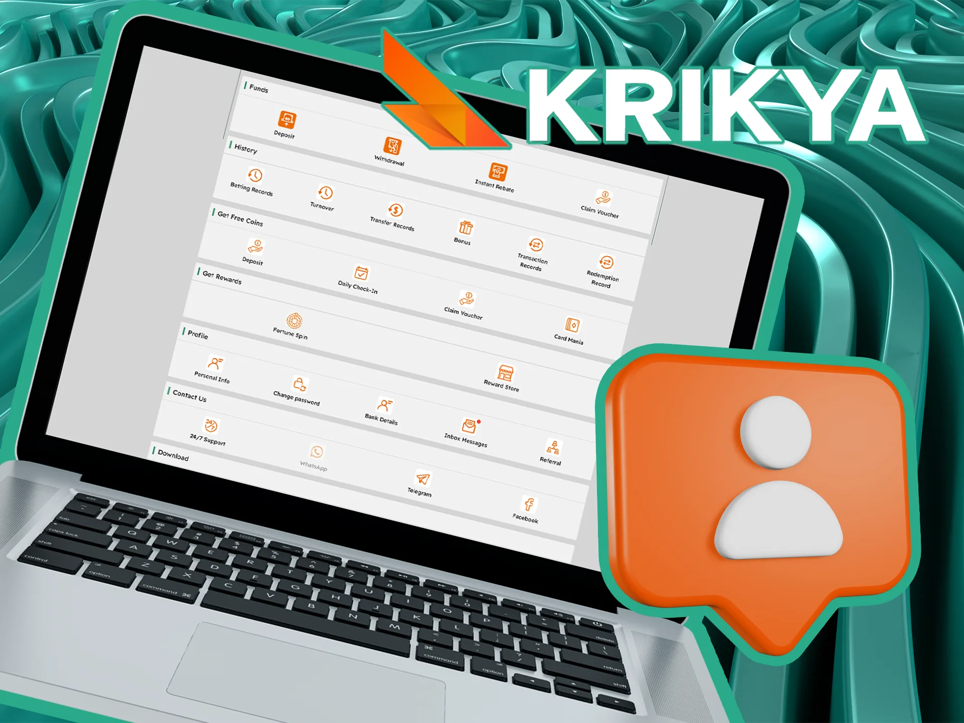 View your Krikya profile information through a special section.