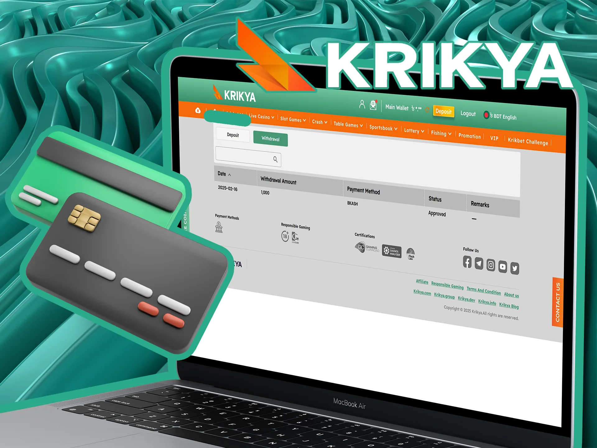 View your withdrawal history at Krikya.