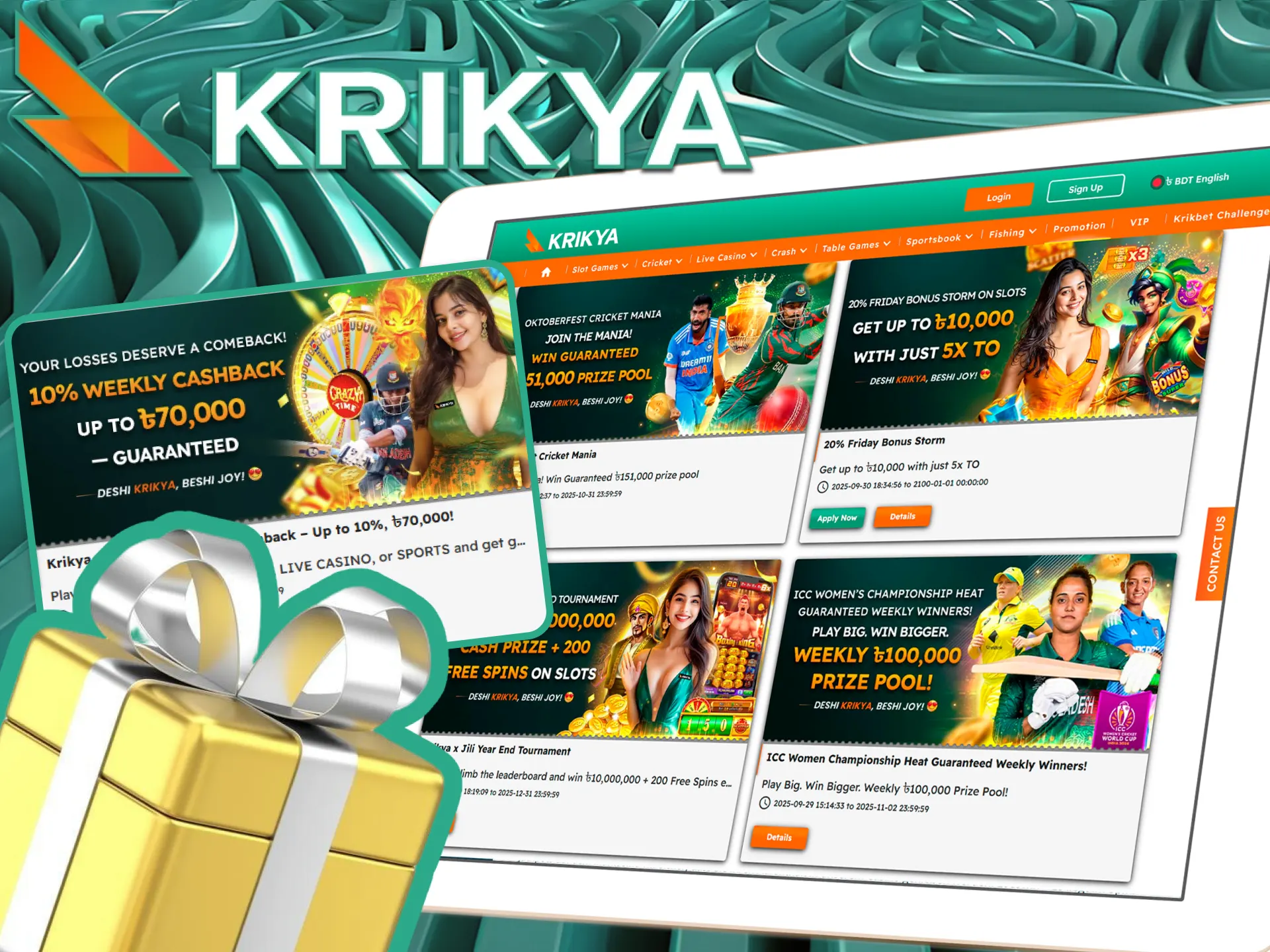 Get bonuses for casino games at the Krikya online casino and get even more pleasure from the game.