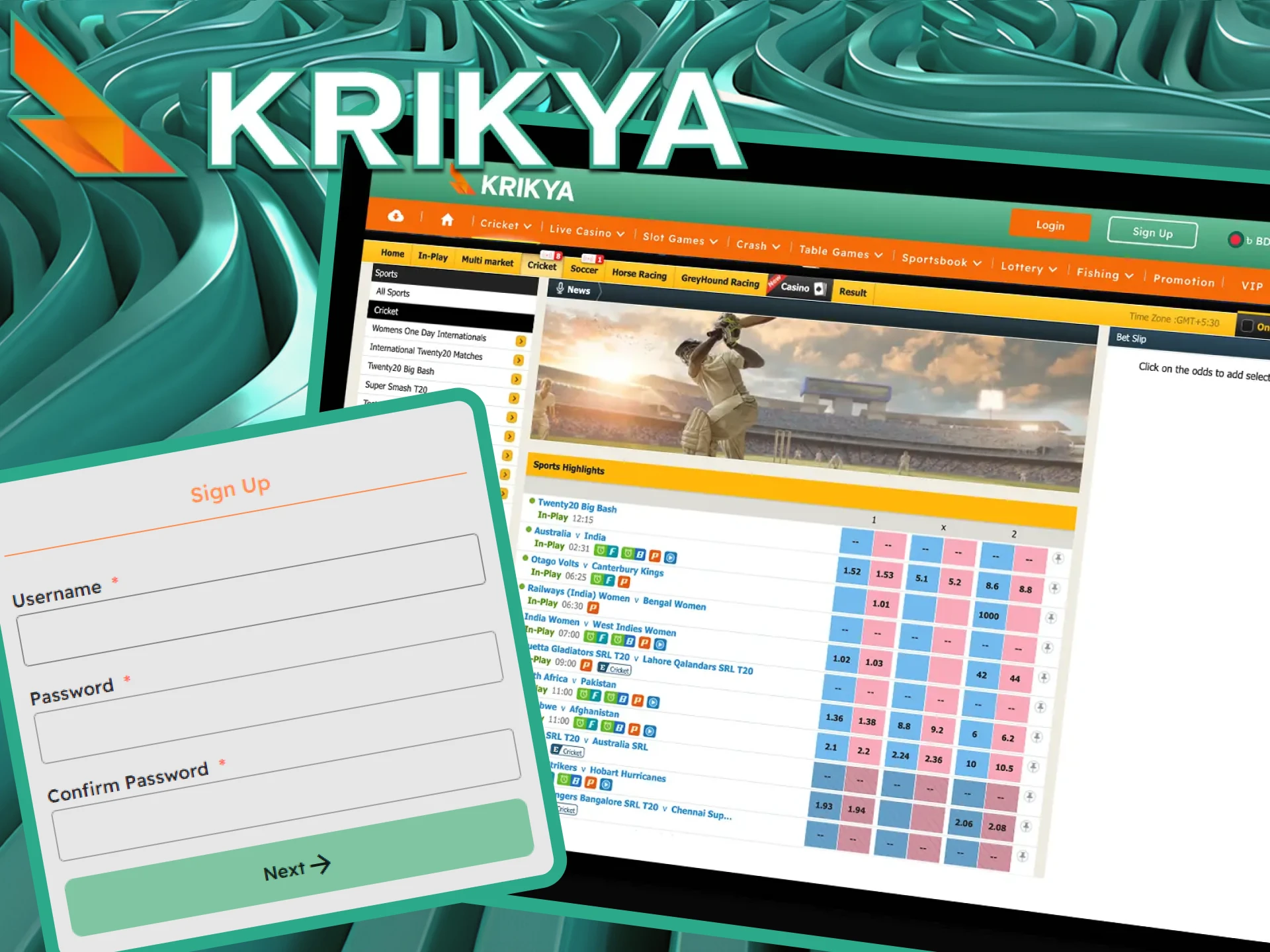 We have prepared step-by-step instructions for you on how to place bets on cricket on the Krikya online casino website.