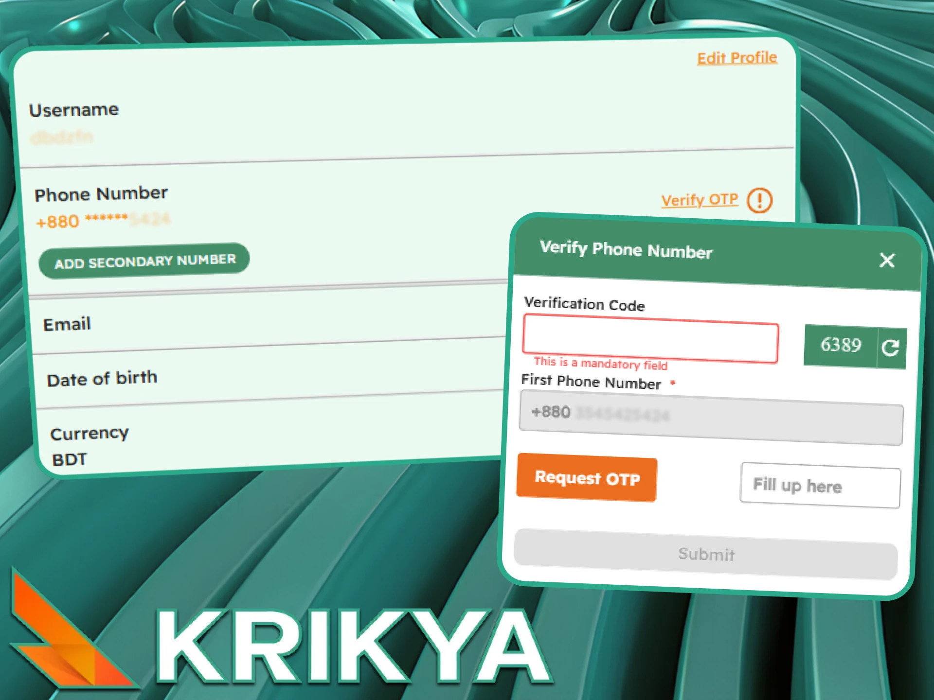To make a deposit you need to verify your account at the Krikya online casino.