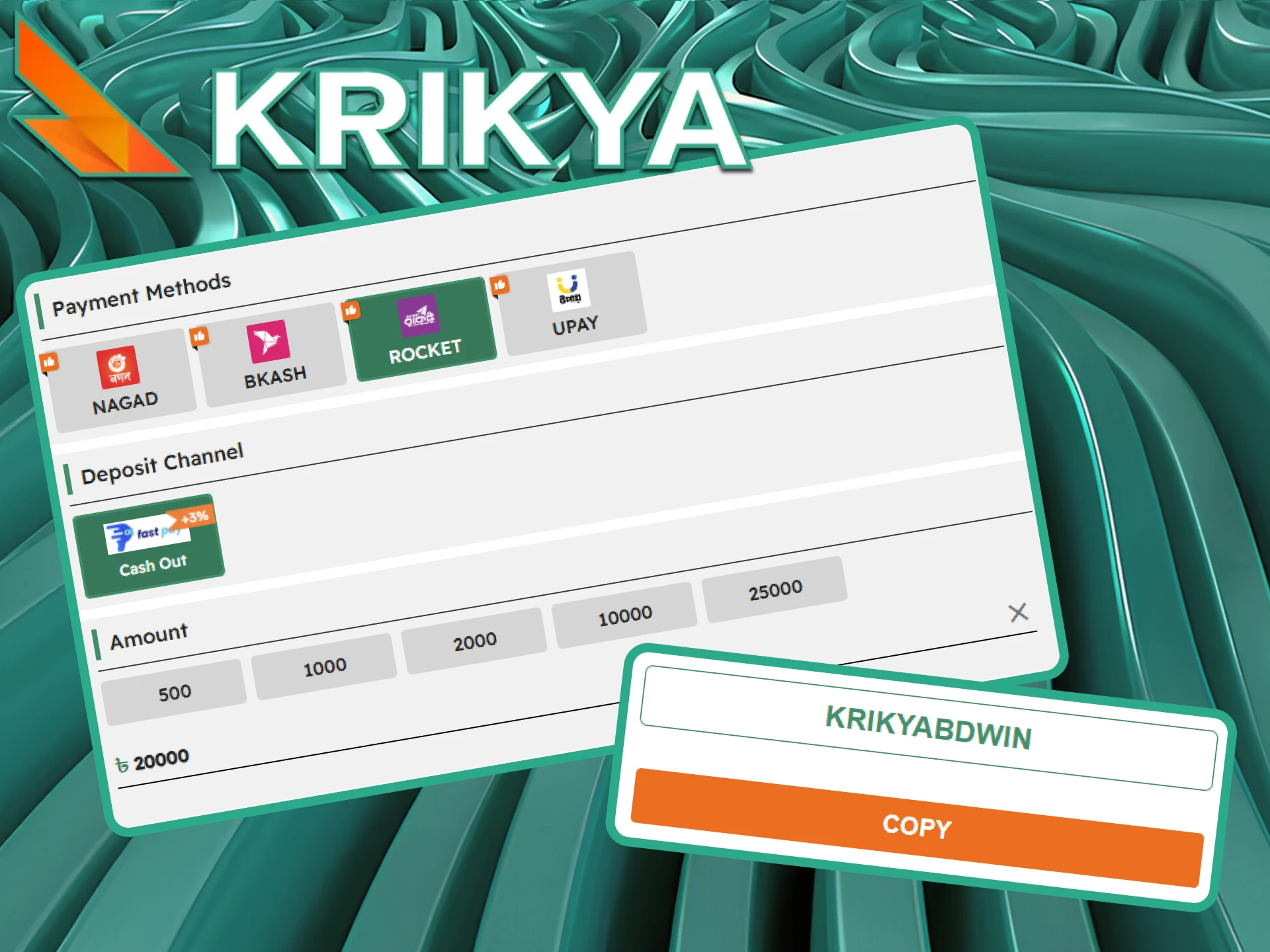 Use the exclusive promo code KRIKYABDDWIN to claim a 100% bonus up to BDT 20,000 on your Krikya deposit, boosting your betting experience in Bangladesh.
