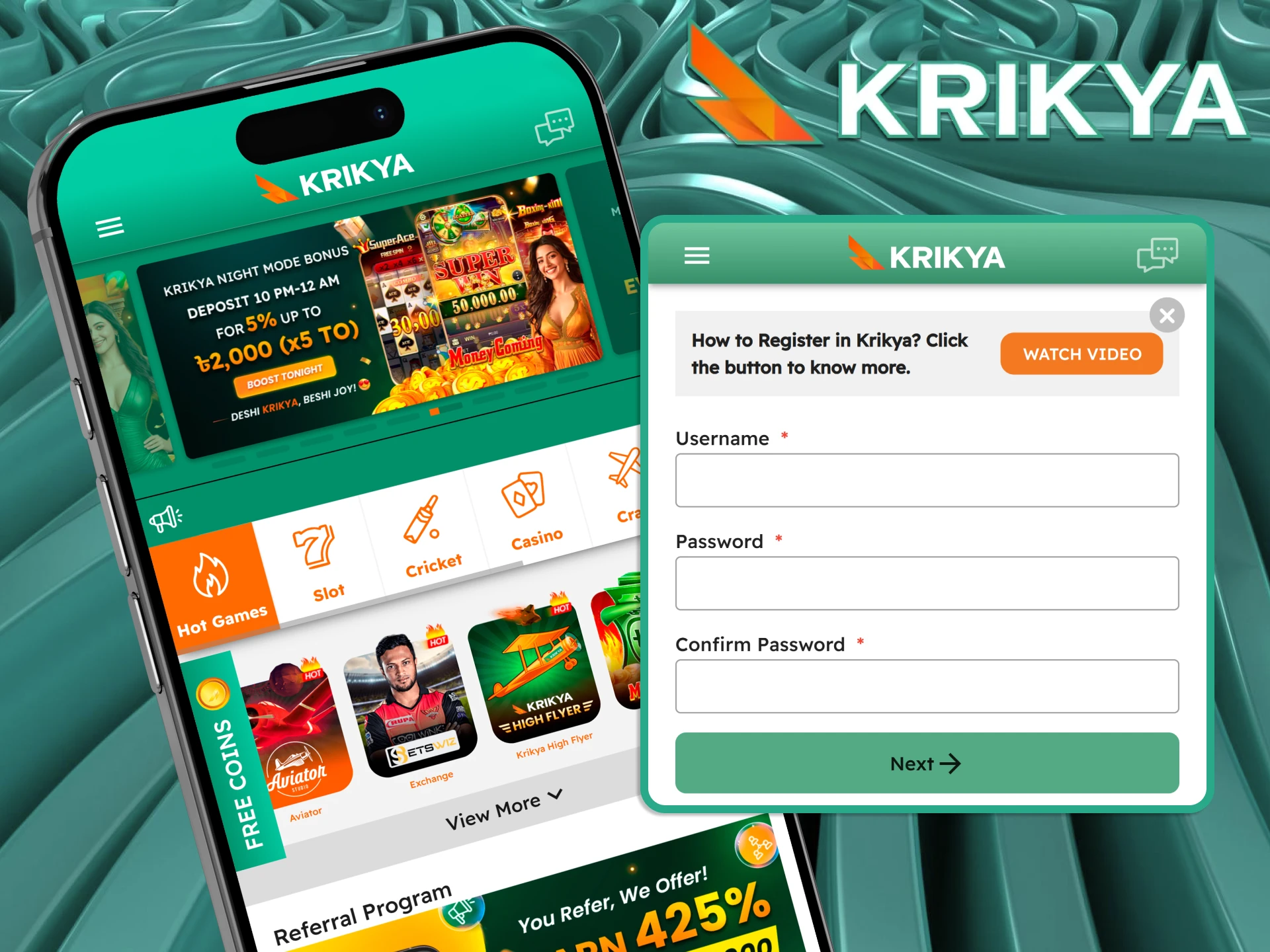 Create your account through the Krikya app to start playing now.