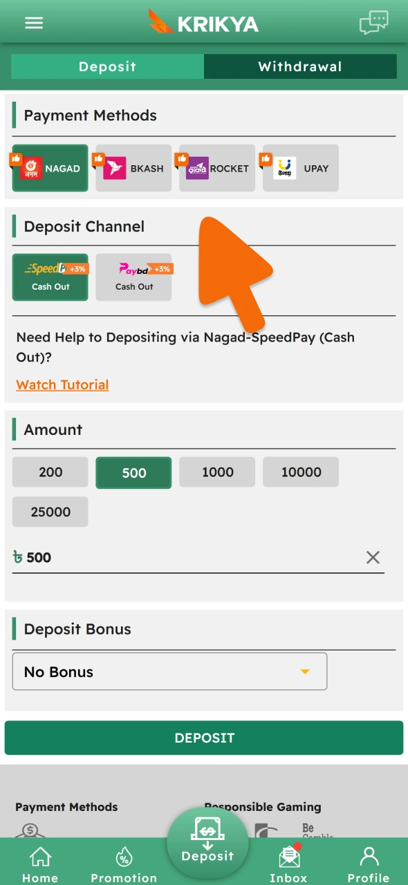 Make first deposit at your Krikya account for IPL 2026 betting.