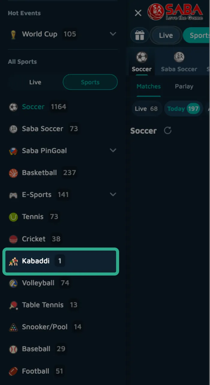 Navigate the sports menu to find the right area for how to bet on Kabaddi at Krikya.